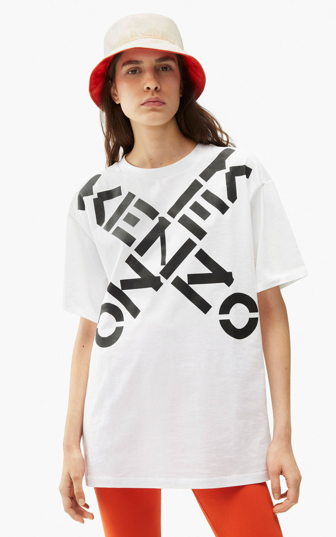 Kenzo Sport Big X oversized T-shirts Dame - Hvide DK-841583